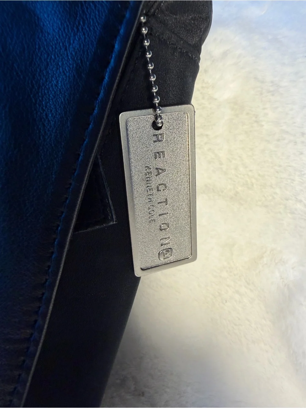 Kenneth Cole Black Leather and Nylon Shoulder / Messenger Bag